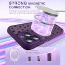 Magnetic for iPhone 15 Pro Max Case with Screen Protector [Compatible with MagSafe] Pretty Polka Dot Pattern Design, Shockproof Slim Cover for Women Girls, Dark Purple