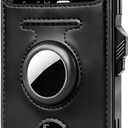 RFID Wallet for Men with AirTag Holder - Brushed Aluminum Pop Up Card Holder, Slim Money Clip Wallet Fits Front Pocket with ID Window, Holds 11 Cards and Cash, Gift for Men (Black)