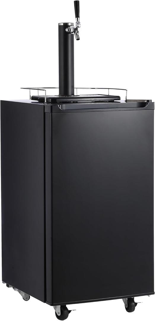 Garvee Kegerator and Keg Beer Cooler, Single Faucet Draft Beer Dispenser, Full Size Keg Refrigerator With Shelves, Stainless Steel, Drip Tray & Rail