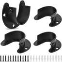 Closet Rod Bracket, 1 Inch Closet Rod Holders, Stainless Steel, Heavy Duty Rod End Support U Shaped Closet Pole Socket, Black (4 Pack)