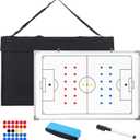 Lincia 35in x 24in Double Sided Sports Coaching Whiteboard Large Dry Erase Board Equipped with Magnetic Markers, Pen & Eraser with Carry Bag Soccer Football Tactical Presentation Clipboard