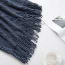 BOURINA Navy Throw Blanket 50x60 Inches Throw Textured Solid Soft Sofa Throw Couch Cover Knitted Decorative Blanket