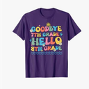 Goodbye 7th Grade Hello 8th Grade Groovy Last Day Of School T-Shirt Size S