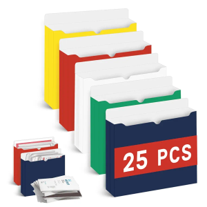 Zzrywuty 2-Inch Expandable File Folders, Letter Size, Expansion File Jackets for Documents, Multi Colored Expanding File Folders for School, Office, Business (25 Packs)