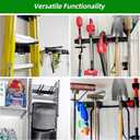 PIYILO Garage Tool Organizer Wall Mount with 48 inches Rails and 6 Double-layer Hooks, Garden Tool Rack Heavy Duty, Garage Hanging Storage Rack For Yard Tools, Shovel, Shed