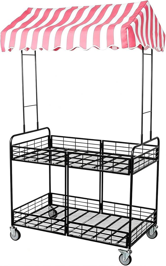 ZGZCQDSL Folding Vendor Stall Cart with Canopy for Market and Events 

Size: 35.4x23.6×77.6in