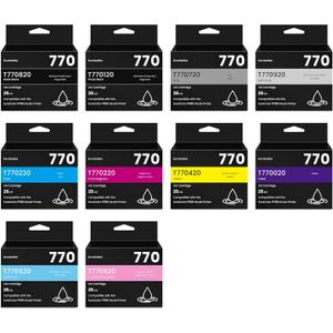 Remanufactured T770 770 Ink Cartridges P700 Ink Cartridge 10-Colors T770020 T770120 T770220 T770320 T770420 T770520 T770620 T770720 T770820 T770920 Replacement for SureColor P700 SC-P700 Printer Ink
