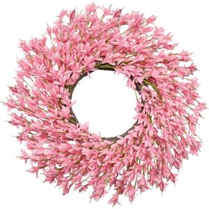 Large Summer Spring Wreaths for Front Door 26 Inch Spring Summer Door Wreath Easter Wreaths for Front Door Wild Floral Wreath for Farmhouse Porch Wall Wedding Living Room Home Decor Aesthetic(Pink)