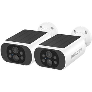 ARCCTV Solar Security Camera Outdoor Wireless, 4MP Battery Powered Home Surveillance Camera with Embedded Solar Panel, PIR Motion Sensor, 2.4G/5G Dual Band WiFi (2 Pack)