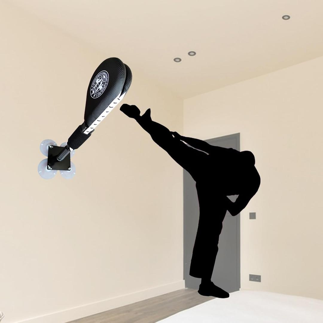 Wing Chun Dummy Taekwondo Kick Pad Wall Mounted, Adjustable Karate Kickboxing Equipment Kicking Target, Portable Martial Arts Training Dummy Spring Arms