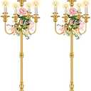 2 Pcs Gold Wedding Floor Candelabra 50 Inch Antique Candle Stand Metal 5 Arm Candelabra Centerpiece Decoration for 5 Candlesticks Bridal Shower Christmas Aisle Event Birthday Party Ceremony Home