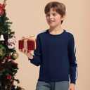Haloumoning Boys Striped Long Sleeve Sweater Kids Fashion Crewneck Knit Pullover Fall Clothes 5-14Y