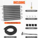 8 Pass Aluminium Transmission Oil Cooler, 5/16" Universal 8 Rows Tube amd Fin Cooler Kit engine with Hose Mounting, Silver