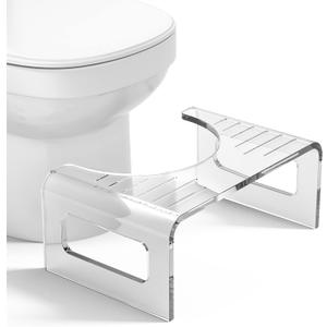 AmazerBath 7 Inches Acrylic Toilet Stool Squat, Clear Bathroom Poop Potty Stool for Adults, Modern Design Non-Slip Pooping Stool, Strong Load-Bearing, Blends Seamlessly Into Any Bathroom