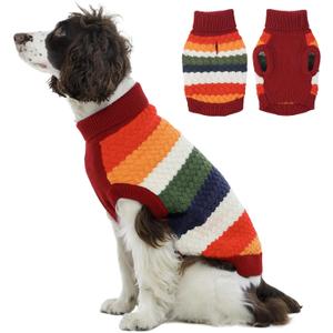 Kuoser Dog Sweater, Thermal Knitted Winter Clothes for Large Dogs, Dog Christmas Sweater Turtleneck Knitwear for Fall Winter, Warm Sweaters for Dogs, Puppy Holiday Pullover Pet Outfit, Red 2XL (XX-Large (Chest: 23.6''; Weight: 23 - 35LB))