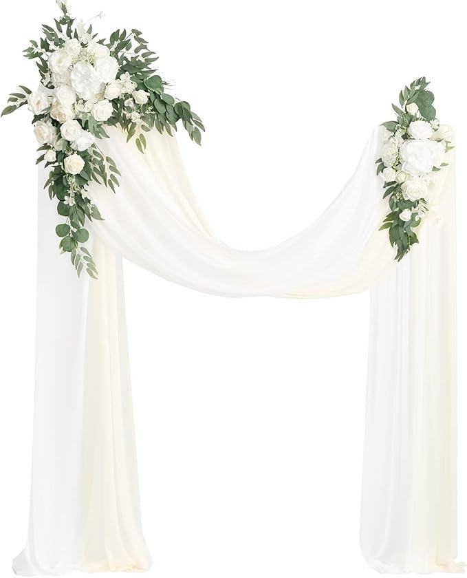 Ling's moment Artificial Wedding Arch Flowers