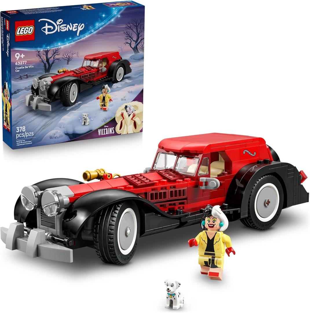 LEGO Disney Cruella De Vils Car Building Toy - 101 Dalmations Pretend Play Vehicle Building Set for Girls & Boys, Ages 9+ - Gift Idea for Birthdays - 43277