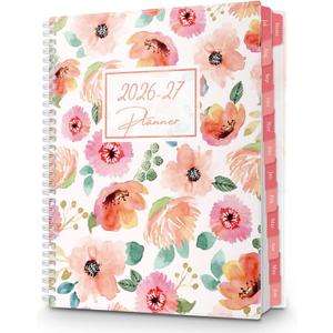CRANBURY 2026-2027 Academic Planner 8.5x11, July 2026 to June 2027, Weekly Daily Organizer with Monthly Tabs, Floral Theme, Spiral Bound, Agenda Book