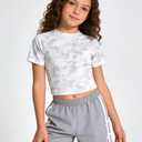 Aura Vane Kids Girls Grey Athletic Striped Shorts Size 7 Girl Summer Elastic Waist Solid Casual Clothes Girls Bow Biker Shorts Size 8 (Gray)