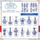 Maxcheck 12 Pcs Small Blue and White Vase Mini Porcelain Chinoiserie Bud Vase Vintage Ceramic Oriental Handmade Chinese Flower Jardiniere for Home Office Shelf Table Centerpieces Decor(Classic)