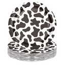 WRAPAHOLIC 96 Pcs Cow Paper Plates - 9 Inch Cow Prints Disposable Plates Decorative Dinner Plates for Party Tableware Supplies Table Decor