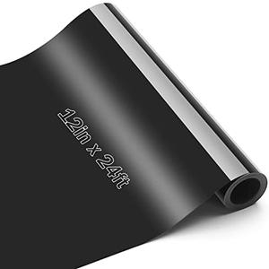 Flasoo Heat Transfer Vinyl Rolls, 12" x 24ft HTV Iron on Vinyl for Shirts, Compatible with Cricut, Cameo, Heat Press Machines (Black) PACK OF 2