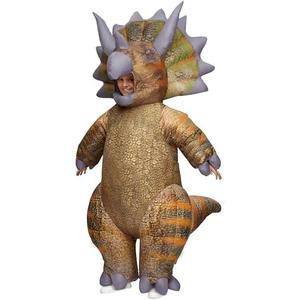 Spooktacular Creations Kids Halloween Inflatable Costumes, Triceratops Blow Up Costumes for Boys, Realistic Full Body Inflatable Suit for Halloween Cosplay Parties 7-10Y