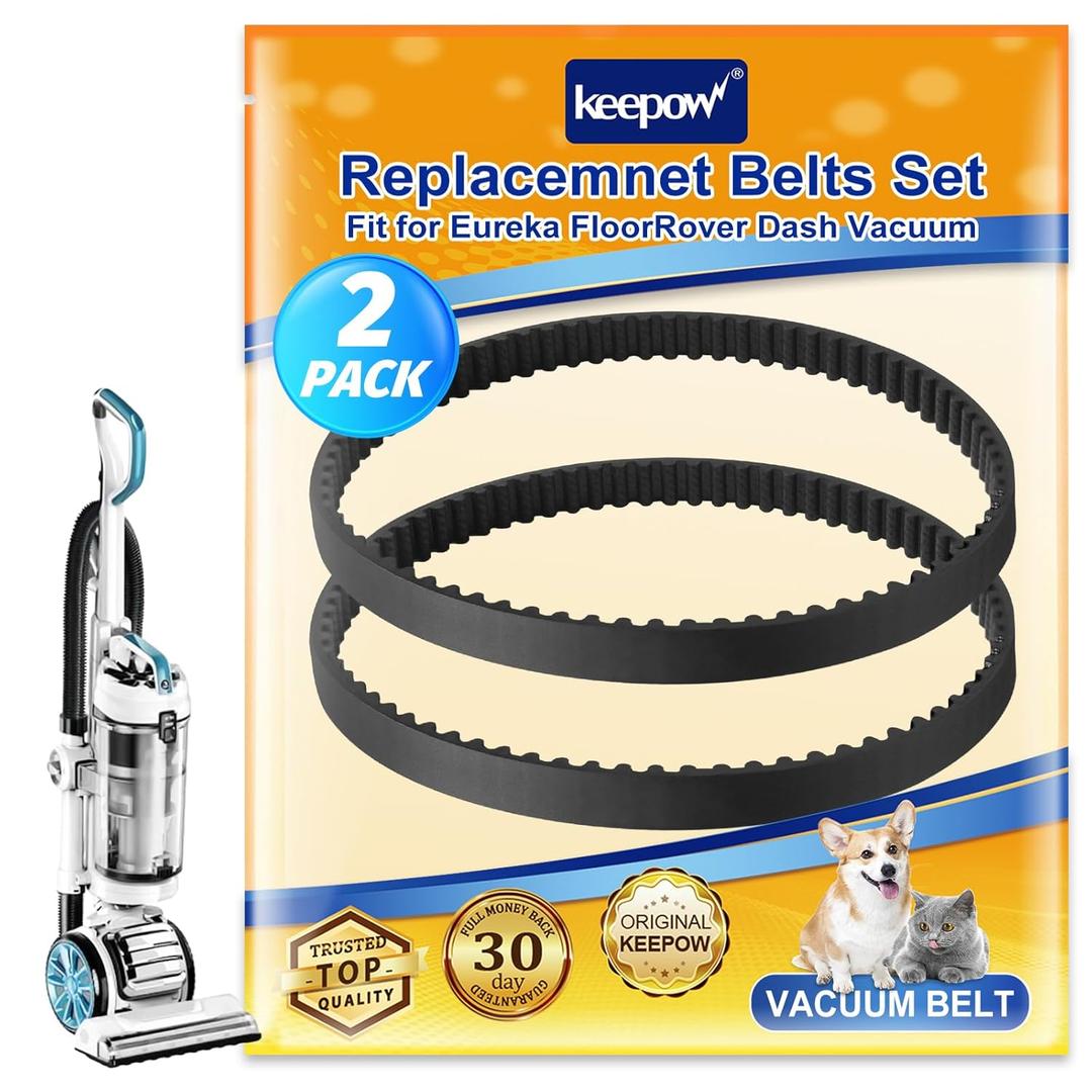 KEEPOW S3029 S3018 S3014 Vacuum Belts Replacement for Eureka FloorRover Dash NEU522, NEU526, NEU560, NEU562A, NEU562, NEU566, NEU529, NEU520 (2 Pack)