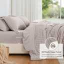 Love's cabin Seersucker Burlwood King Size Comforter Set, 7-Piece All Season Lightweight Bed in a Bag Bedding Set with Comforter, Flat Sheet, Fitted Sheet, Pillowcases and Shams