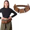 Shyyween Halloween Cosplay Brown Utility Leather Belt with Pocket Costume Belt Cosplay Accessories Set for Adult Women Men Halloween