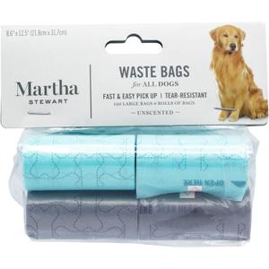 Martha Stewart for Pets Poop Waste Bags | 120 Large Unscented Doggie Bags for a Quick Cleanup | Tear-Resistant Dog Waste Bags, Great for Dog Walking Everyday Use | 8 Rolls