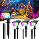 T-SUNUS RGB Solar Landscape Spotlights Christmas Outdoor, IP65 Waterproof Color Spot Light Auto Dusk to Dawn Landscaping Wall Lights for Tree Yard Garden Driveway Porch Walkway Pond Halloween 4 Pack