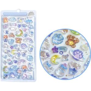 3D Stereo Embossed Sparkling Crystal Stickers,3D Reusable Tiny Patch for Scrapbooks Planner Journals Laptops Phone Case Decoration for Phone Cases Projects, Self-Adhesive Stickers for Decor.