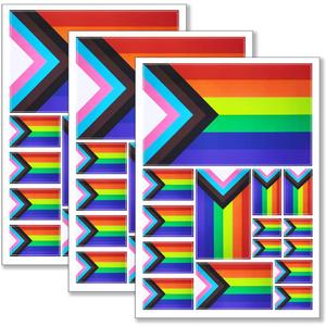 QQSD Progress Rainbow Gay Pride Flag Sticker LGBTQ Decal in Multiple Sizes, 3 Pack, 11.7 x 8.3 Inches
