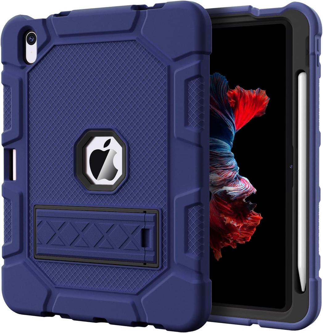 Azzsy Case for iPad (A16) 11th Generation 11 Inch 2025 / iPad 10th Generation 10.9 Inch 2022, [Built-in Pencil Holder] Heavy Duty Shockproof Rugged Protective Case, Navy Blue2