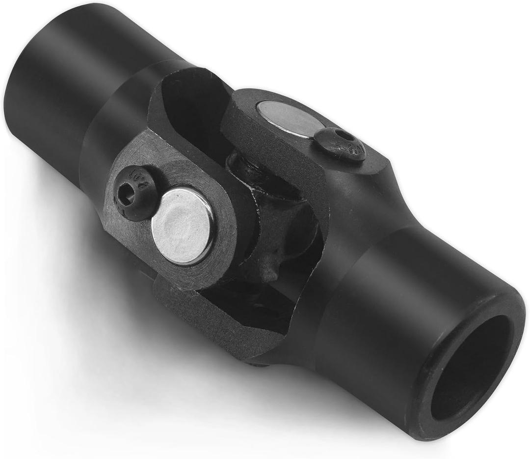 3/4" Round x 3/4" Round Single Steering Shaft Universal U Joint 3/4" Round to 3/4" Round Black Steering Shaft Universal Coupling 35 Working Angle 3-3/4" Total Length