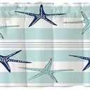 CAPSCEOLL Coastal Valances for Windows Treatment Light Blue Brown Sea Shells Stars Valances for Farmhouse (52"X18", 1 Panel)