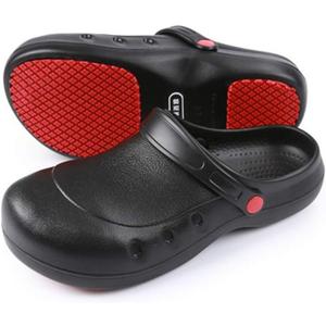 Men or Women Kitchen and Chef Shoes Safety Work Steel Toe Clog Black (13.5 Wide Women/12.5 Wide Men)
