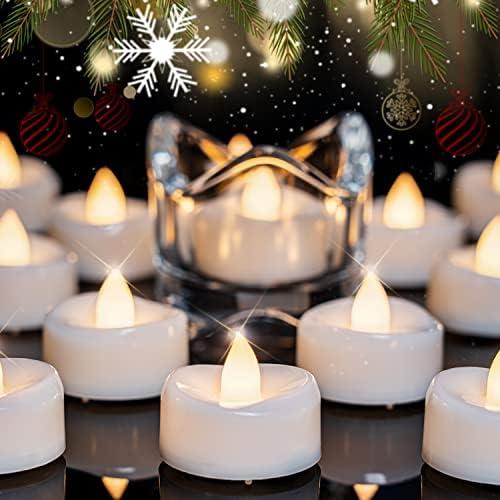 merrynights LED Candles, Tea Lights Candles Battery Operated Bulk, 48-Pack Long-Lasting 200 Hours Flameless Tealight Candles, Realistic Tea Lights for Halloween Christmas Wedding, 1.5'' D X 1.25'' H