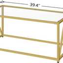 HOOBRO Glass Coffee Table, Gold Coffee Tables for Living Room, Gold Glass Coffee Table,1 Layer Center Table, Modern, for Apartment, Office, 39.4 x 19.7 x 17.7 Inches, Easy Assembly, Golden GD04KF01