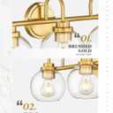 Bathroom Light Fixtures, 4-Light Brushed Gold Vanity Lights with Globe Clear Glass, 30 Inch Champagne Bronze Vanity Lighting Fixtures Over Mirror, AD-22280-4W-GD