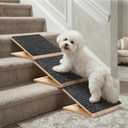 Dog Ramp for Stairs 3 Pack - Adjustable Wooden Stair Wedges for Small Dogs, Foldable Indoor Dog Stair Ramp with Triangular Support and Non-Slip Pads for Senior and Short-Legged Pets