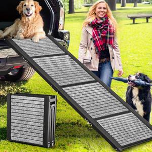 Extra Wide Dog Ramp for Car, SUV & Truck, 67"& 20" Aluminum Folding Dog Ramps for Large Dogs, Outdoor Portable Pet Ramp with Non-Slip Rug Surface, Dog Car Ramp Supports Up to 200 Lbs (67"L x 20"W)