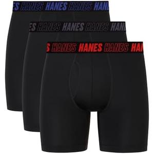 Hanes Men's Moves Performance Boxer Brief, Total Support Pouch, Regular, Trunk, and Long Leg, 3-pack, L