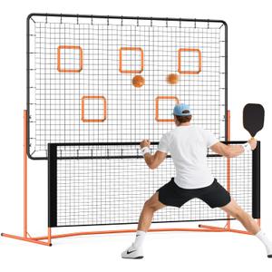 FAHKNS Pickleball Rebounder Training Equipment, Pickleball Rebound Net, for Single Player Practice Hitting, Doubles, Suitable for Garage, Backyard, Park, Indoor and Outdoor (Orange, 6 x 6 FT)