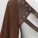 DAZCOS Renaissance Half Shoulder Cape Medieval Steampunk Shawl with Belt for Men Women LARP Costume for Halloween (Brown)
