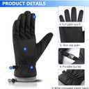 Winter Outdoor Waterproof Ski Gloves for Women Men, Cashmere Warm Lining Finger Touchscreen Texting Riding Gloves (Medium, Black)