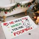 GHSJYO Christmas He See You When You are Pooping Bath Mat, 20"x 32" Funny Bathroom Mats, Snowflake Maker Non Slip Winter Holiday Decorative Bath Rugs for Bathtub and Shower Floor Decor