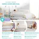 Regalo Safety Double-Sided Swing Down Bed Rail Guard (2-Pack), Toddler Bed Rail for Twin to Queen Beds, Extra Long 43, Reinforced Anchor System, Easy Install, White