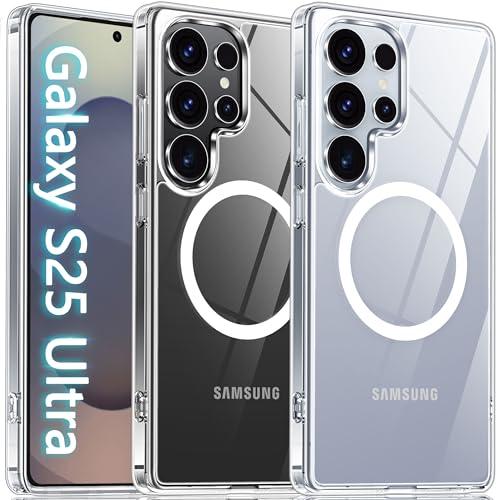 Oterkin Magnetic for Samsung Galaxy S25 Ultra Case Clear [Compatible with MagSafe][Anti-Yellowing][Built-in 4 Airbags][Military Grade Protection][Shockproof Slim] S25 Ultra Phone Case (Clear)